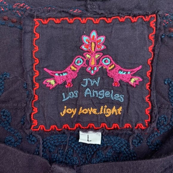 Johnny Was Los Angeles Embroidered Floral Tunic Top Purple - Picture 3 of 7